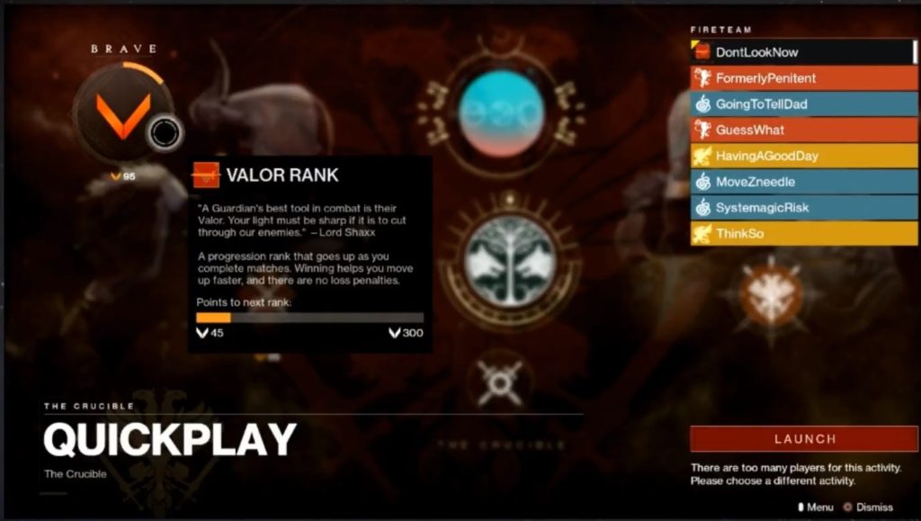 Valor rank Destiny 2