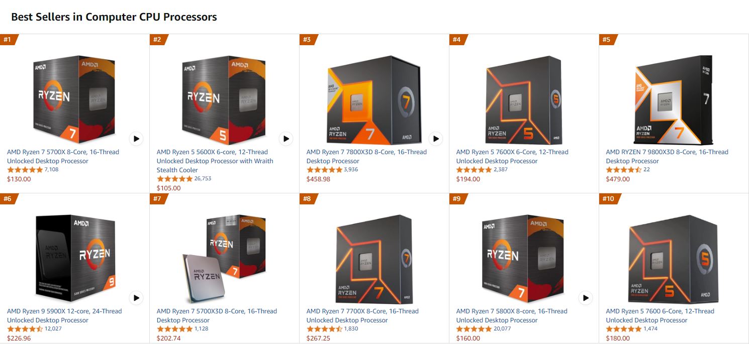 best selling CPUs amazon nov 2024