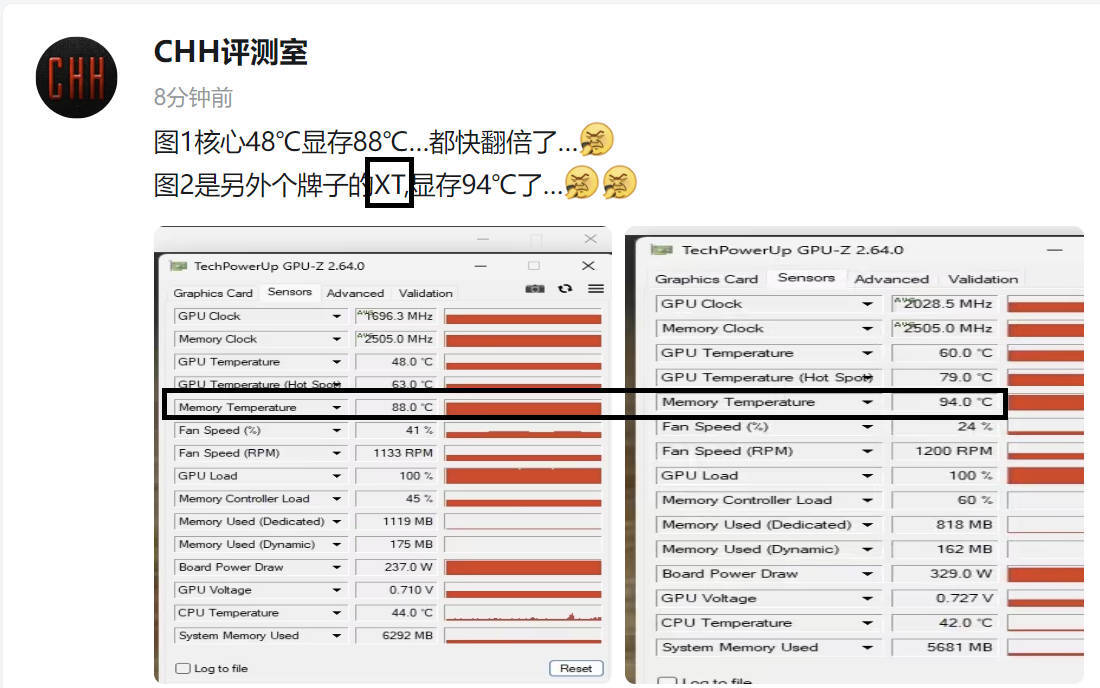 AMD Radeon RX 9070 XT vysoké teploty VRAM