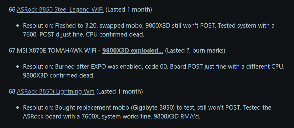 AMD Ryzen 7 9800X3D dead