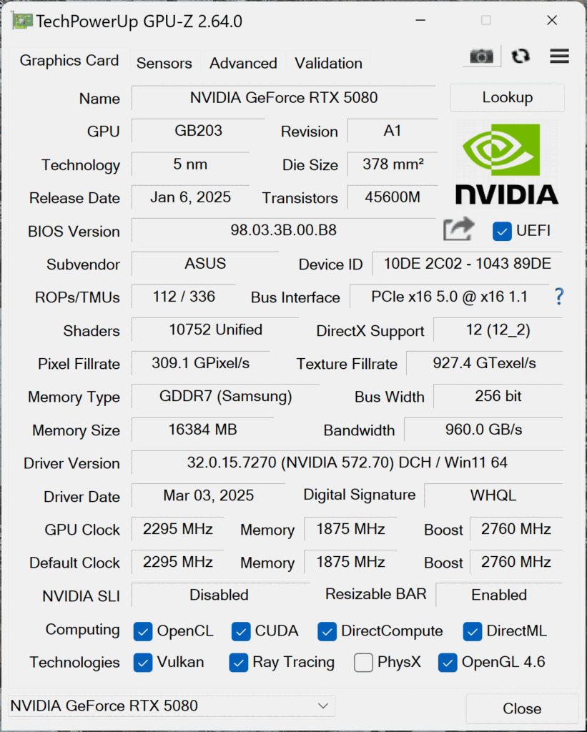 ASUS ROG Astral GeForce RTX 5080