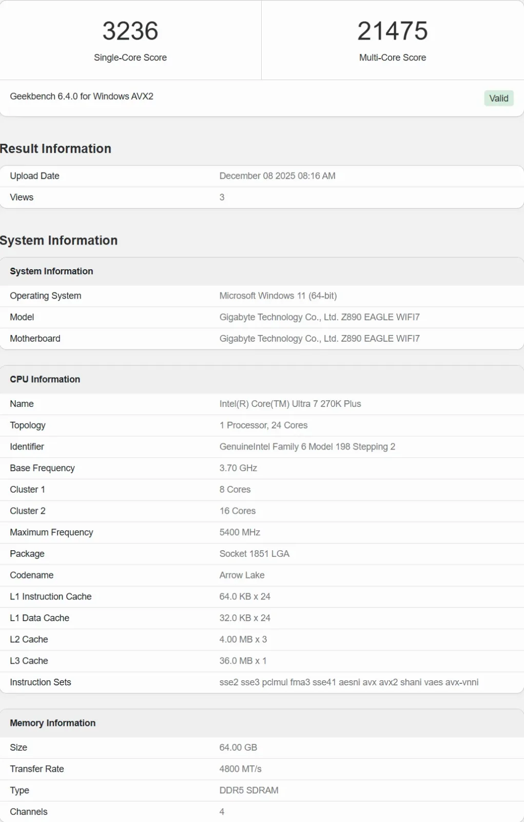 Intel Core Ultra 7 270K Plus