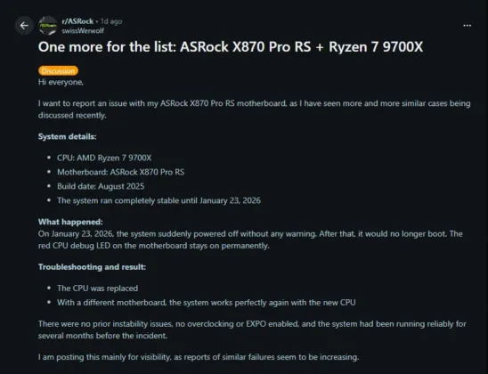 ASRock Ryzen 9700X dead 1