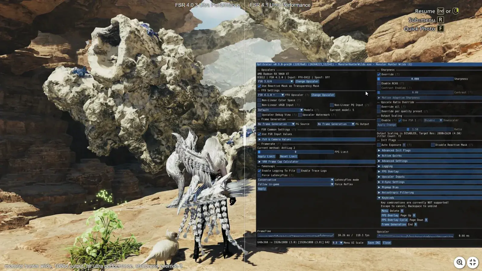 FSR 4.0.3 vs FSR 4.1.0 Ultra Performance Monster Hunter Wilds