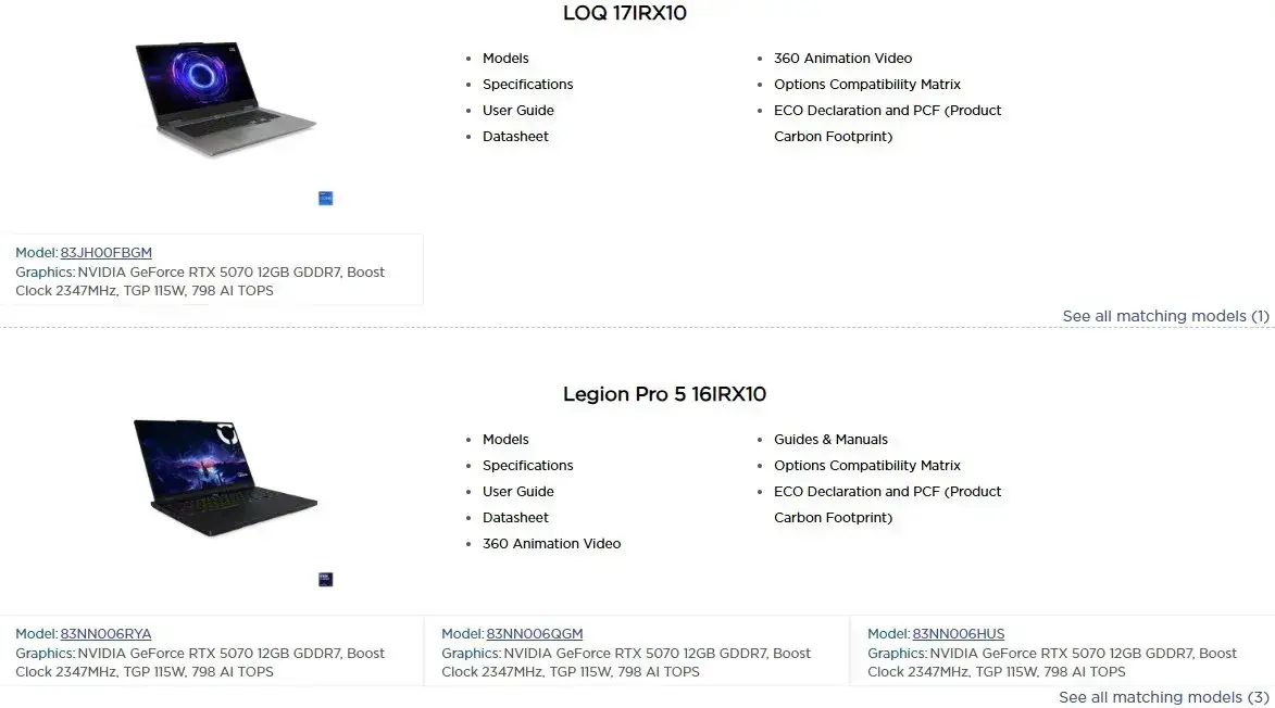 Lenovo představilo notebooky Legion PRO a LOQ s grafickou kartou GeForce RTX 5070 (12 GB) o výkonu 115 W 1 Legion LOQ RTX 5070 12GB