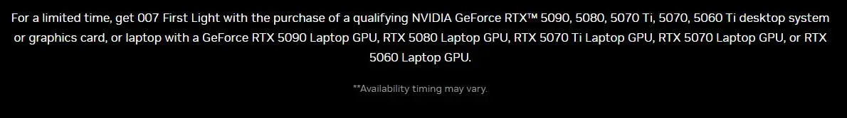007: First Light Nvidia RTX 50 bundle
